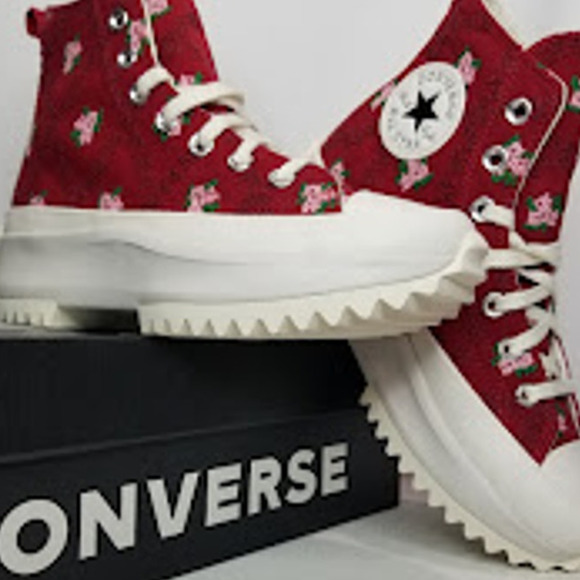 Converse Unisex Run Star Hike Rose Stitch Platforms Women Size 7 Red A14885C NWT - Picture 1 of 8